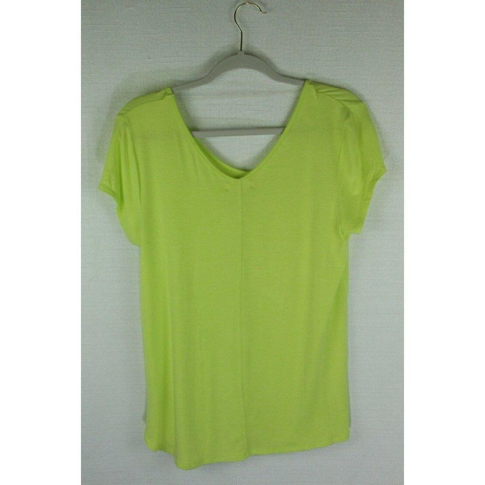 Cupio Womens Top T-Shirt Medium Short Sleeves Neon Yellow - Picture 3 of 4